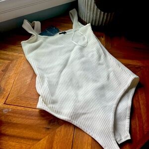 Boutique ribbed white bodysuit
